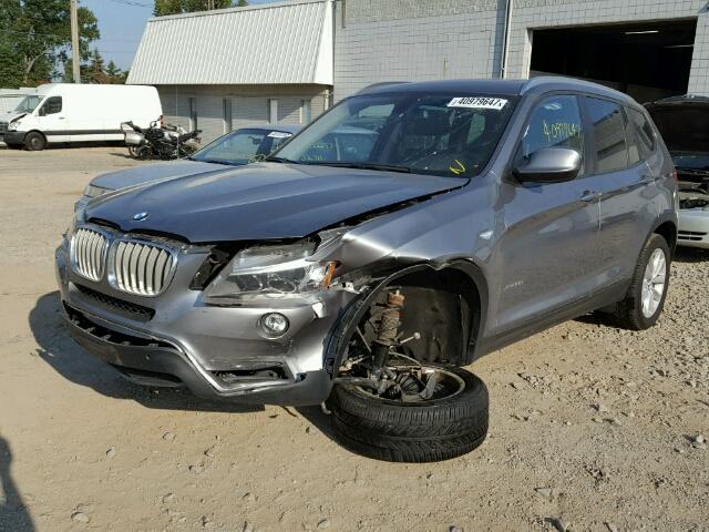 5UXWX9C57E0D14500 - 2014 BMW X3 GRAY photo 2