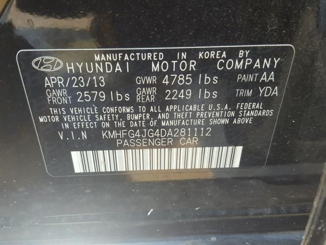 KMHFG4JG4DA281112 - 2013 HYUNDAI AZERA BLACK photo 10