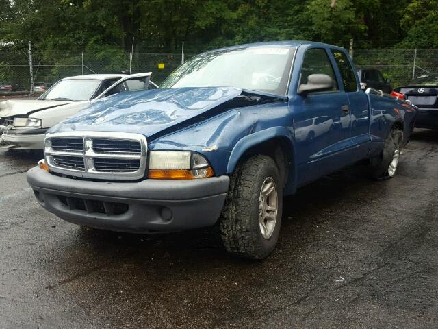 1D7GL12K84S706434 - 2004 DODGE DAKOTA SXT BLUE photo 2