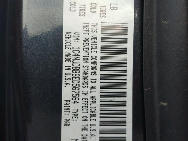 1C4NJDBB6ED567564 - 2014 JEEP COMPASS SP BLUE photo 10