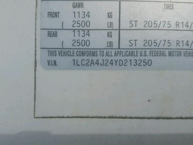 1LC2A4J24YD213250 - 2000 SUNL CAMPER TRL WHITE photo 10