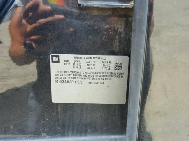 1G11C5SA6DF147370 - 2013 CHEVROLET MALIBU 1LT BLACK photo 10