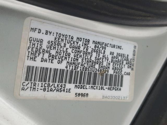 4T1BF18B5XU340729 - 1999 TOYOTA AVALON SILVER photo 10