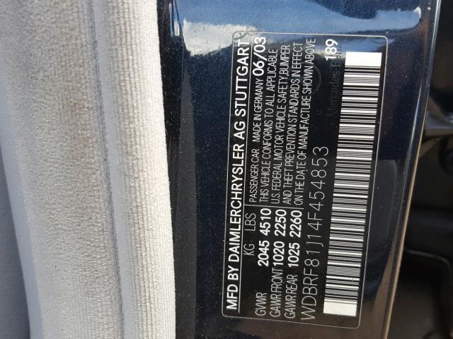 WDBRF81J14F454853 - 2004 MERCEDES-BENZ C 240 4MAT BLUE photo 10