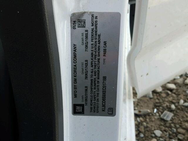 KL8CD6S9XEC517188 - 2014 CHEVROLET SPARK 1LT Белый фото 10