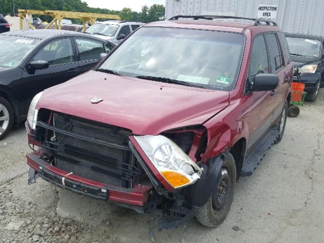 2HKYF18125H544482 - 2005 HONDA PILOT LX RED photo 2