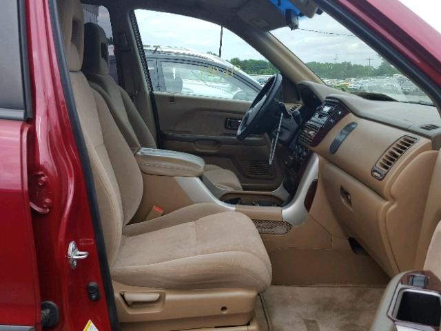 2HKYF18125H544482 - 2005 HONDA PILOT LX RED photo 5