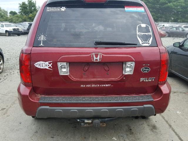 2HKYF18125H544482 - 2005 HONDA PILOT LX RED photo 9