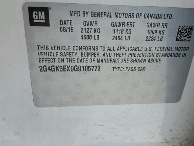 2G4GK5EX9G9105773 - 2016 BUICK REGAL 白色 照片 10