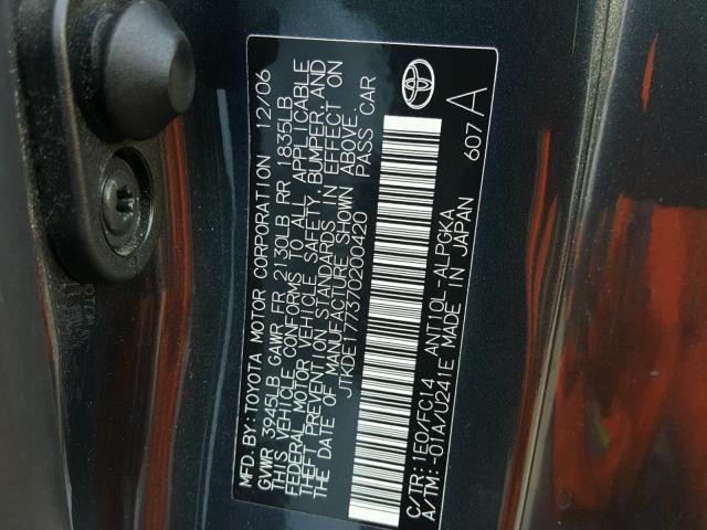 JTKDE177370200420 - 2007 TOYOTA SCION TC 石墨色 照片 10