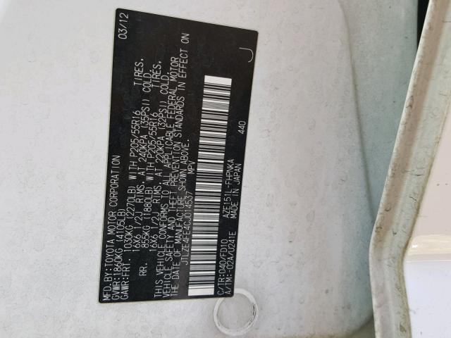 JTLZE4FE4CJ014537 - 2012 TOYOTA SCION XB Weiß Foto 10