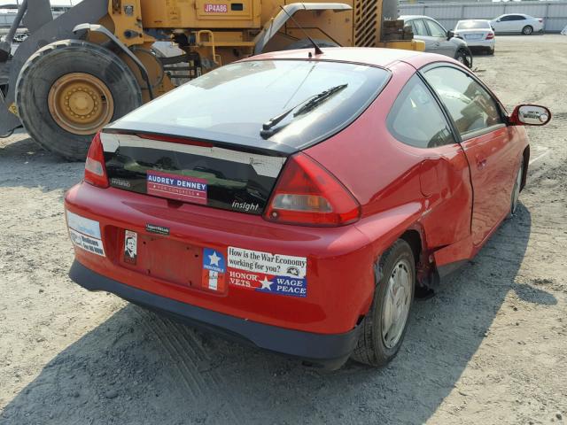 JHMZE135XYT001851 - 2000 HONDA INSIGHT RED photo 4