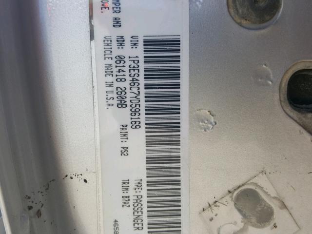 1P3ES46C7YD596169 - 2000 PLYMOUTH NEON BASE 银色 照片 10