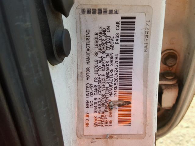 1Y1SK5261VZ437084 - 1997 GEO PRIZM BASE 白色 照片 10