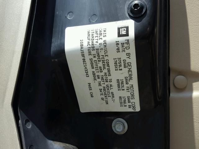 1G8AJ58F06Z143343 - 2006 SATURN ION LEVEL GOLD photo 10