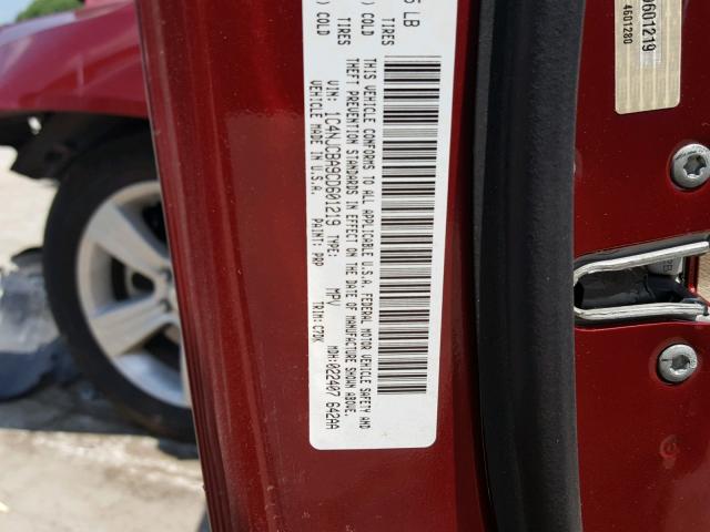 1C4NJCBA9CD601219 - 2012 JEEP COMPASS SP MAROON photo 10