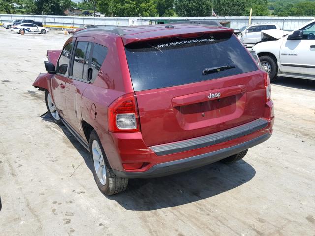 1C4NJCBA9CD601219 - 2012 JEEP COMPASS SP MAROON photo 3