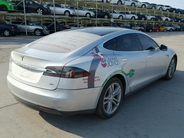 5YJSA1H18EFP36198 - 2014 TESLA MODEL S Արծաթագույն լուսանկար 4