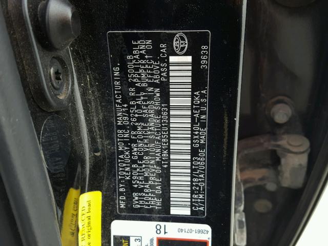 4T1BK1EB5EU130631 - 2014 TOYOTA AVALON BAS BLACK photo 10