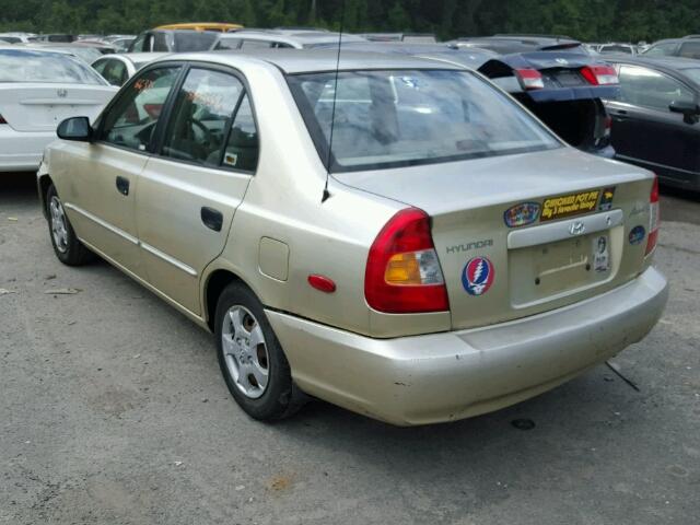 KMHCG45G3YU121322 - 2000 HYUNDAI ACCENT GL GOLD photo 3