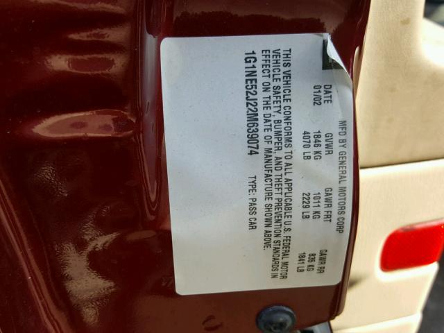 1G1NE52J22M639074 - 2002 CHEVROLET MALIBU LS წითელი ფოტო 10