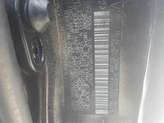 JTKDE167260075815 - 2006 TOYOTA SCION TC 黑色 照片 10