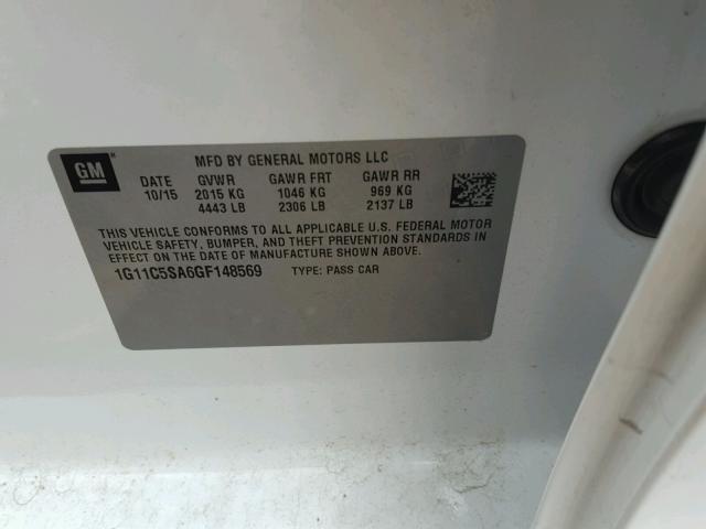 1G11C5SA6GF148569 - 2016 CHEVROLET MALIBU LIM 白色 照片 10