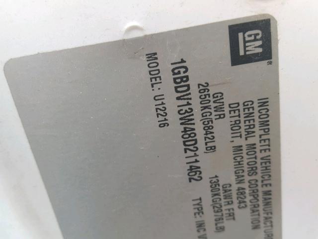 1GBDV13W48D211462 - 2008 CHEVROLET UPLANDER I WHITE photo 10