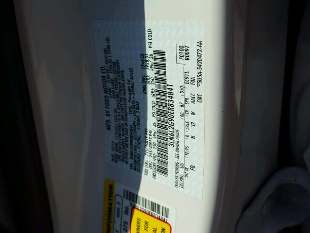 3LN6L2G90ER834841 - 2014 LINCOLN MKZ Blanco foto 10