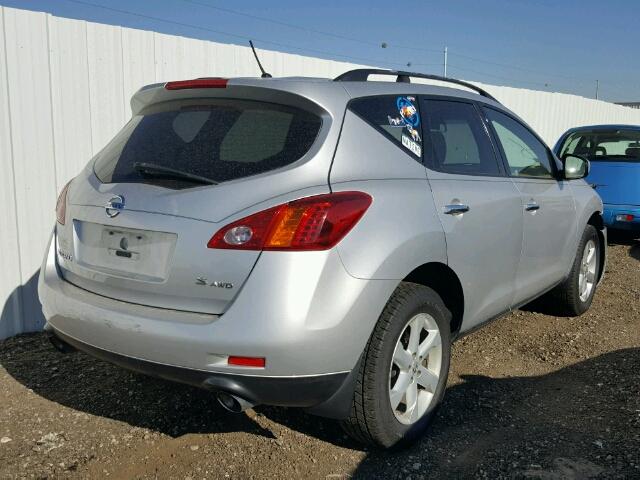 JN8AZ18W49W111691 - 2009 NISSAN MURANO S SILVER photo 4