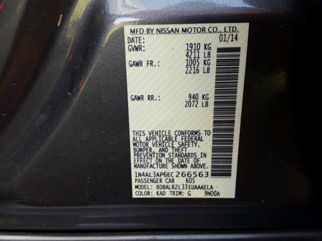 1N4AL3AP6EC266563 - 2014 NISSAN ALTIMA 2.5 GRAY photo 10