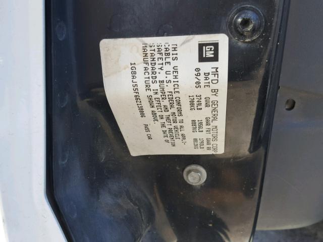 1G8AJ55F66Z138006 - 2006 SATURN ION LEVEL WHITE photo 10