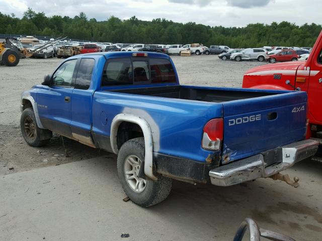 1B7GG22N21S121021 - 2001 DODGE DAKOTA BLUE photo 3