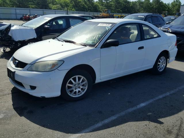 1HGEM22775L012332 - 2005 HONDA CIVIC HX WHITE photo 2