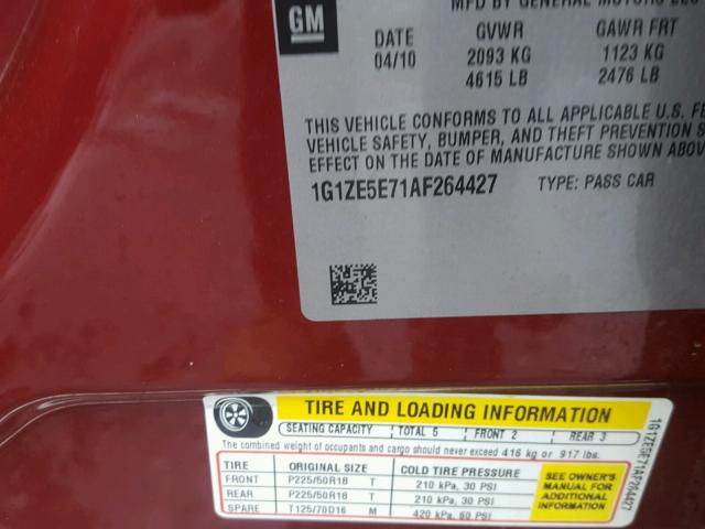 1G1ZE5E71AF264427 - 2010 CHEVROLET MALIBU LTZ 栗色 照片 10