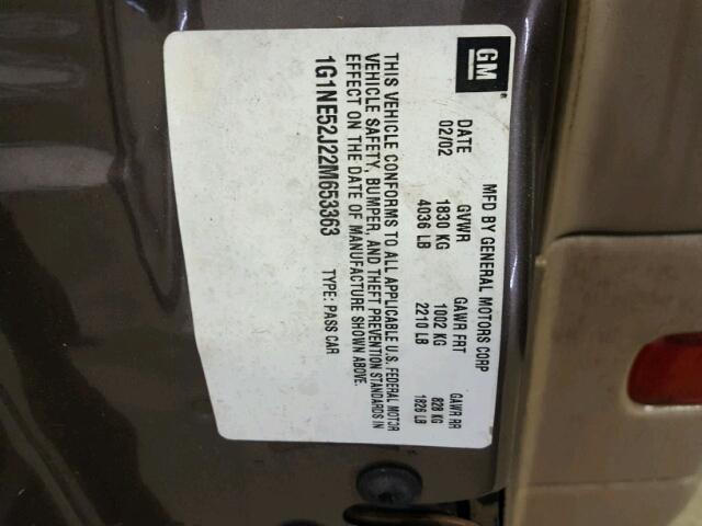 1G1NE52J22M653363 - 2002 CHEVROLET MALIBU LS BROWN photo 10