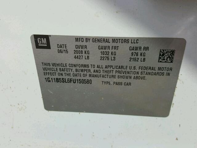 1G11B5SL6FU150580 - 2015 CHEVROLET MALIBU LS WHITE photo 10