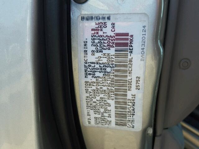 4T1BF28B61U154971 - 2001 TOYOTA AVALON XL SILVER photo 10