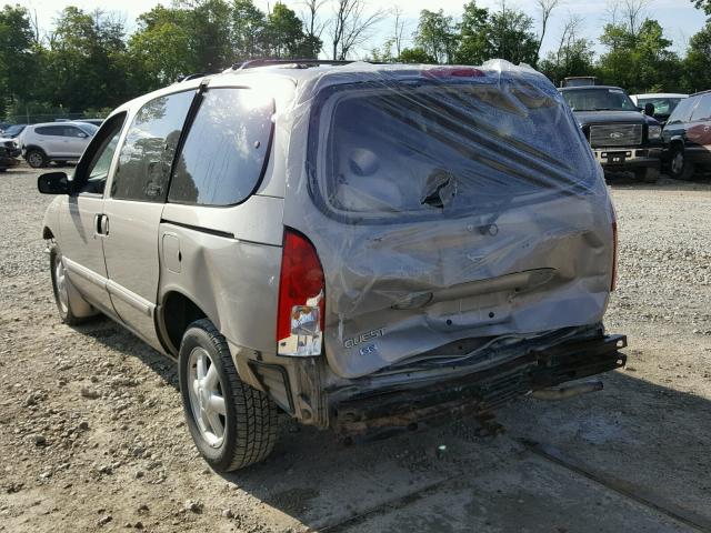 4N2ZN16T61D829842 - 2001 NISSAN QUEST SE TAN photo 3