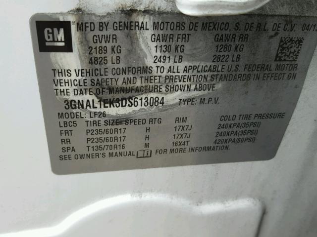 3GNAL1EK3DS613084 - 2013 CHEVROLET CAPTIVA LS 白色 照片 10