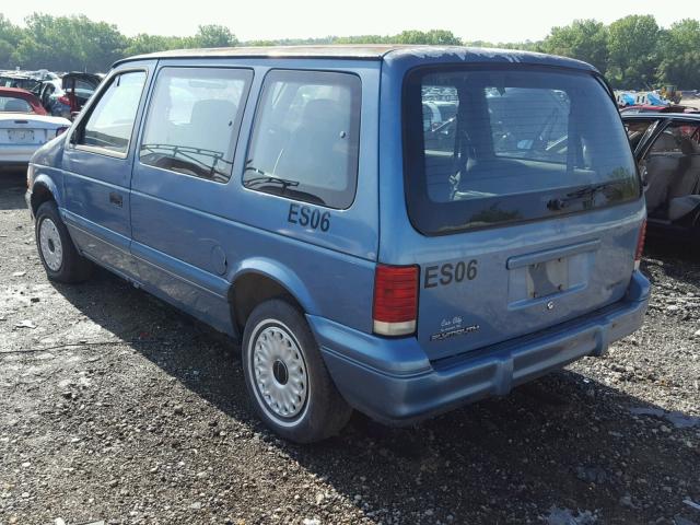 2P4GH2538RR650960 - 1994 PLYMOUTH VOYAGER BLUE photo 3