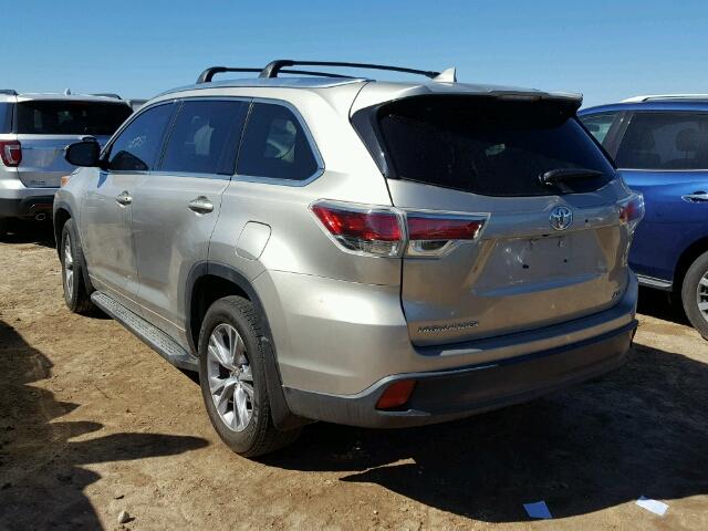 5TDKKRFH0ES029944 - 2014 TOYOTA HIGHLANDER BEIGE photo 3