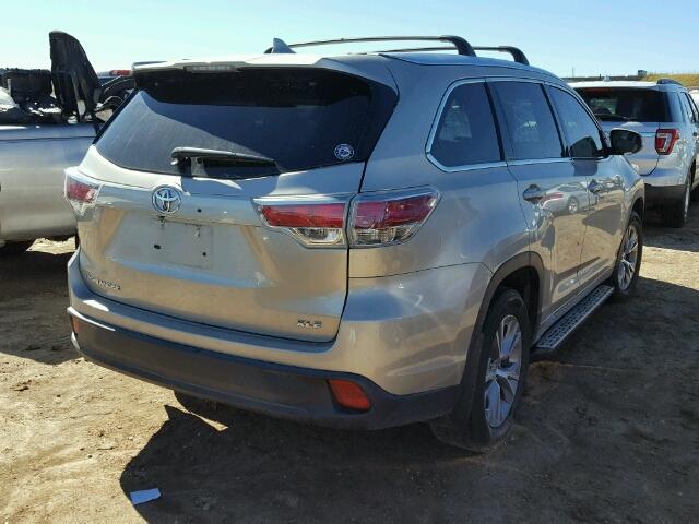 5TDKKRFH0ES029944 - 2014 TOYOTA HIGHLANDER BEIGE photo 4