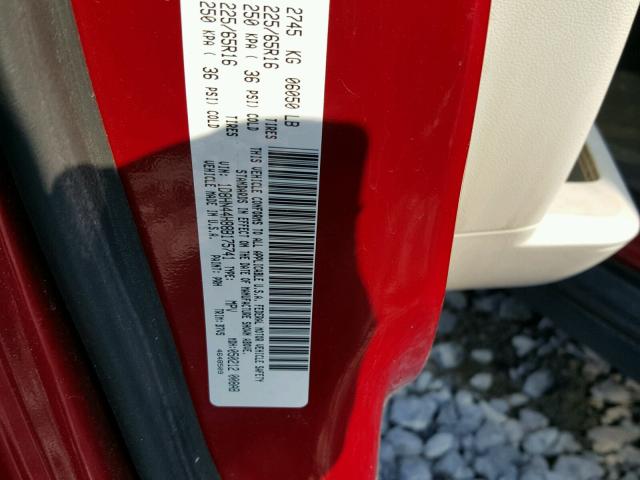 1D8HN44H88B175741 - 2008 DODGE GRAND CARA BURGUNDY photo 10