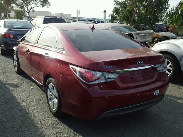 KMHEC4A40BA001616 - 2011 HYUNDAI SONATA HYB RED photo 3