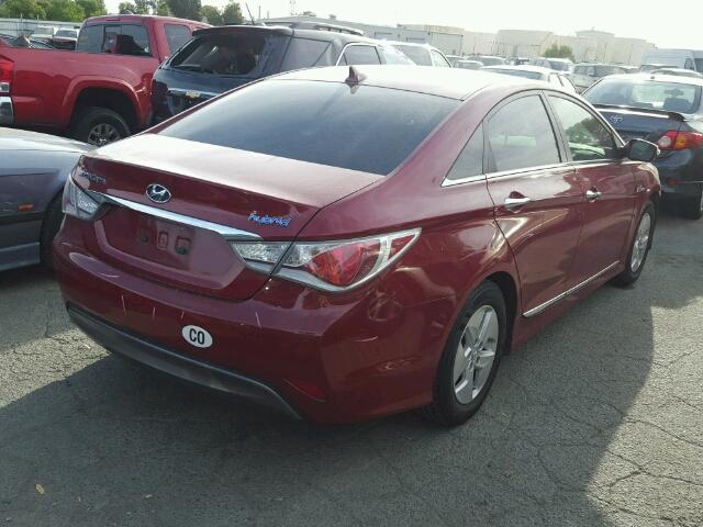 KMHEC4A40BA001616 - 2011 HYUNDAI SONATA HYB RED photo 4