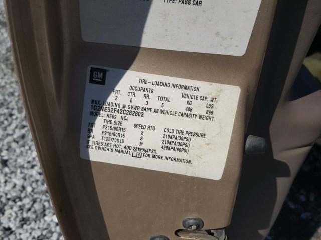 1G2NE52F42C282803 - 2002 PONTIAC GRAND AM S Qızıl foto 10