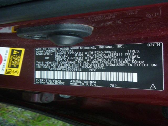 5TDZARFH4ES005812 - 2014 TOYOTA HIGHLANDER MAROON photo 10