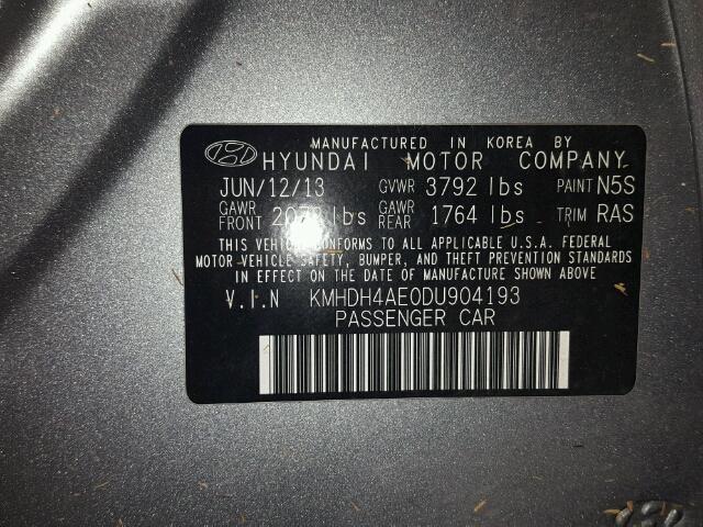 KMHDH4AE0DU904193 - 2013 HYUNDAI ELANTRA GL GRAY photo 10