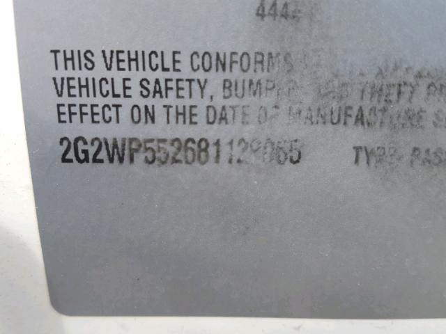 2G2WP552681128065 - 2008 PONTIAC GRAND PRIX თეთრი ფოტო 10